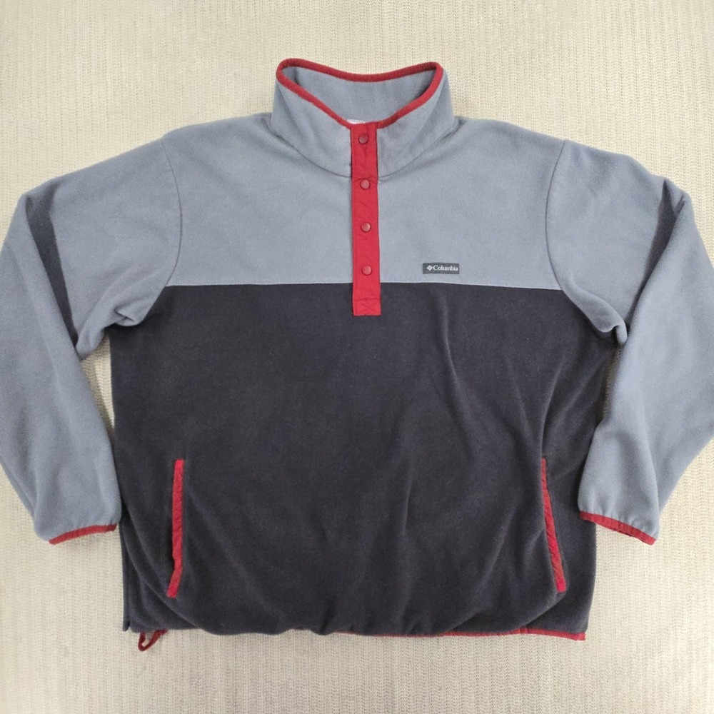 Columbia Foster Creek‎ Sweatshirt Mens 2XL Gray Snap Mock Neck Fleece Pullover